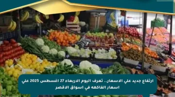 ارتفاع جديد على الأسعار.. تعرف اليوم الأربعاء 27 أغسطس 2025 على أسعار الفاكهة في أسواق الأقصر